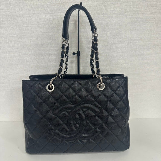 Chanel Caviar Leather GST Black Quilted Tote Bag Large