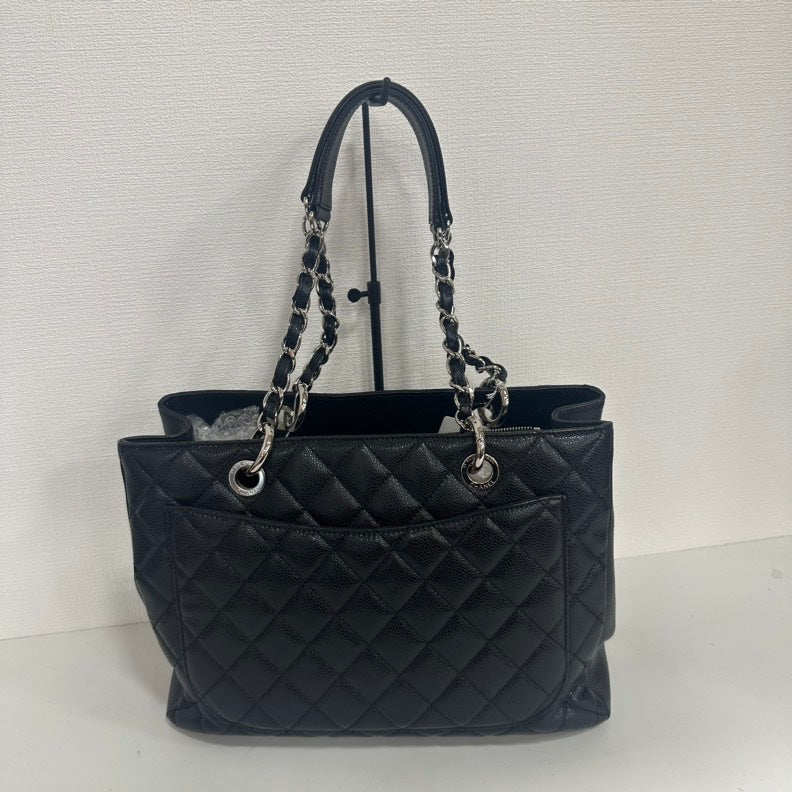 Chanel Caviar Leather GST Black Quilted Tote Bag Large