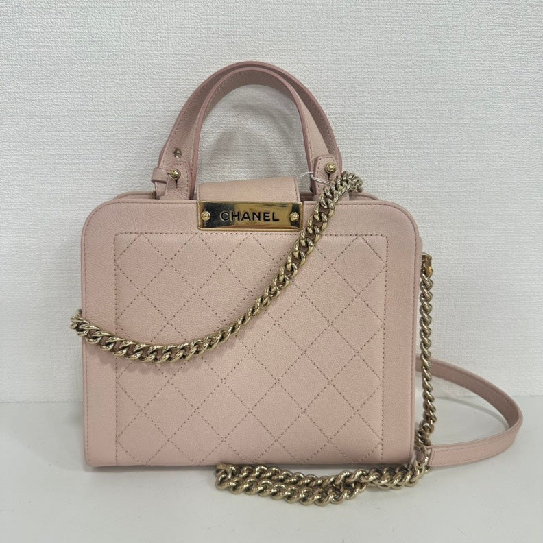Chanel Calfskin 2way Chain Bag Pink Medium