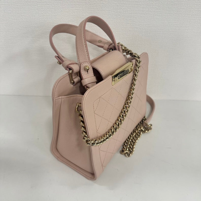 Chanel Calfskin 2way Chain Bag Pink Medium