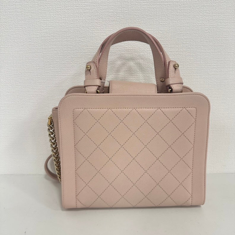 Chanel Calfskin 2way Chain Bag Pink Medium