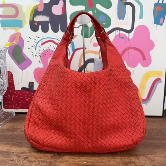 Bottega Veneta Red Leather Hobo Bag Large