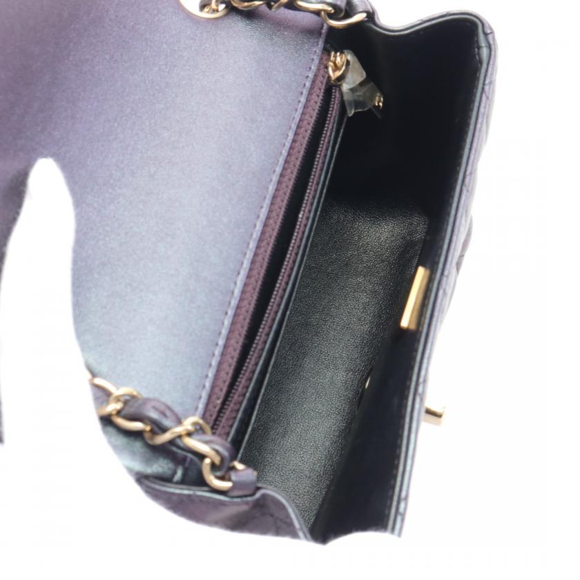 Chanel Mini Matelasse Navy Leather Chain Shoulder Bag Gold Hardware