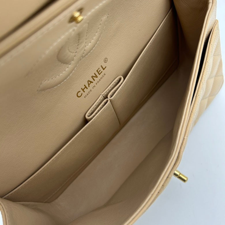 Chanel Beige Quilted Leather Shoulder Bag Medium