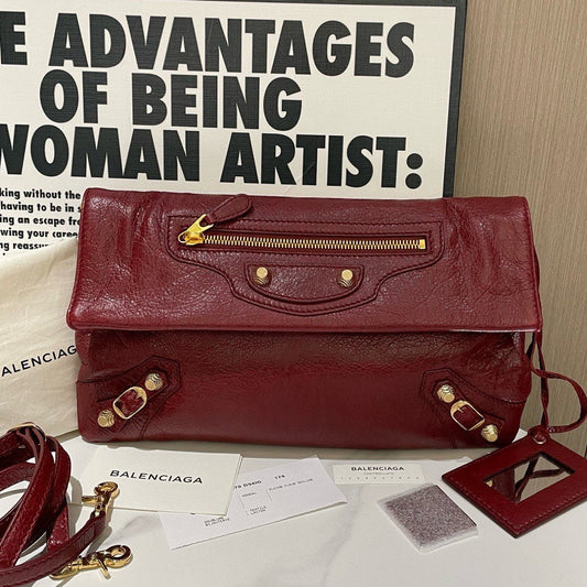 Balenciaga Classic City Envelope Burgundy Leather Crossbody Bag Large