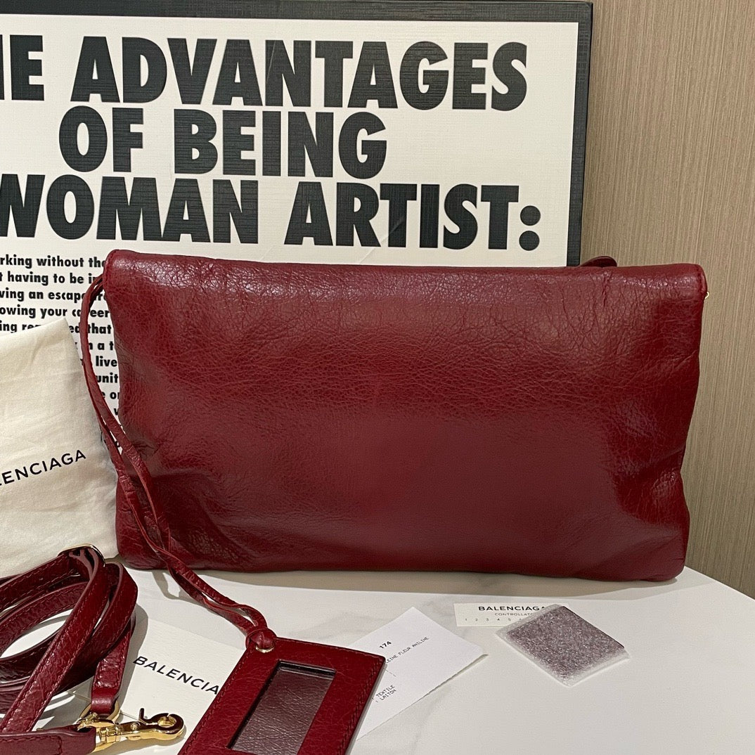 Balenciaga Classic City Envelope Burgundy Leather Crossbody Bag Large