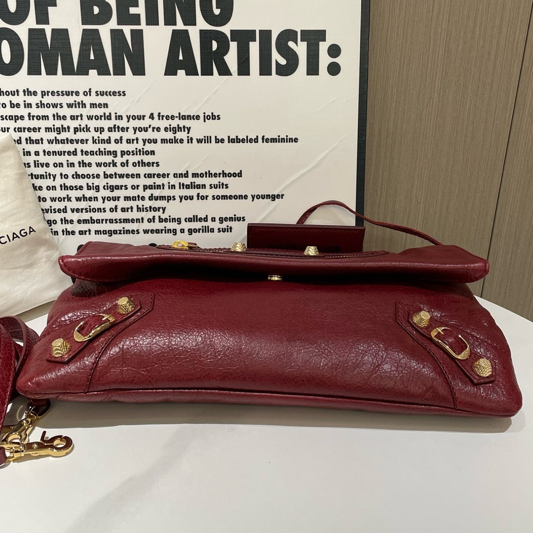 Balenciaga Classic City Envelope Burgundy Leather Crossbody Bag Large