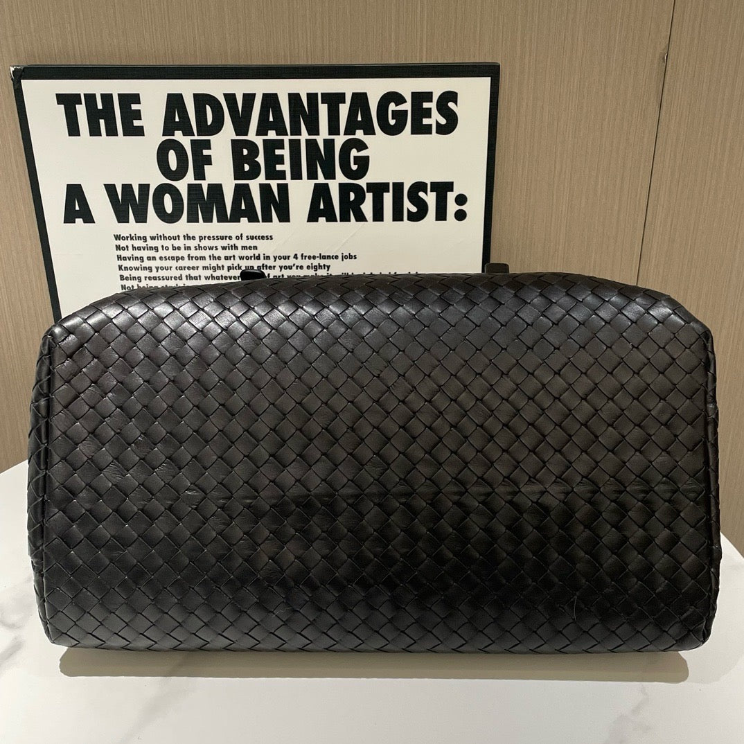 Bottega Veneta Roma Black Leather Woven Tote Bag Large