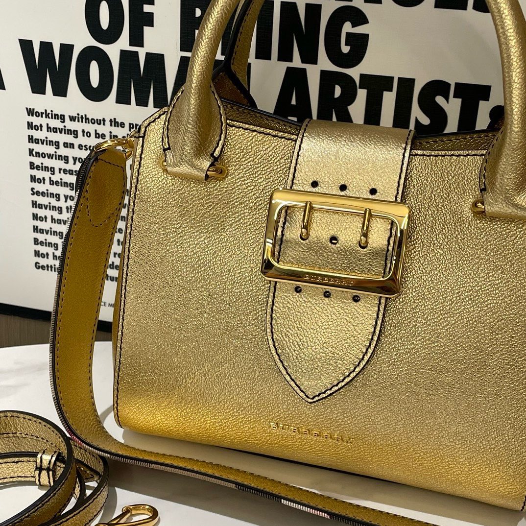 Burberry Gold Calfskin Crossbody Bag Medium