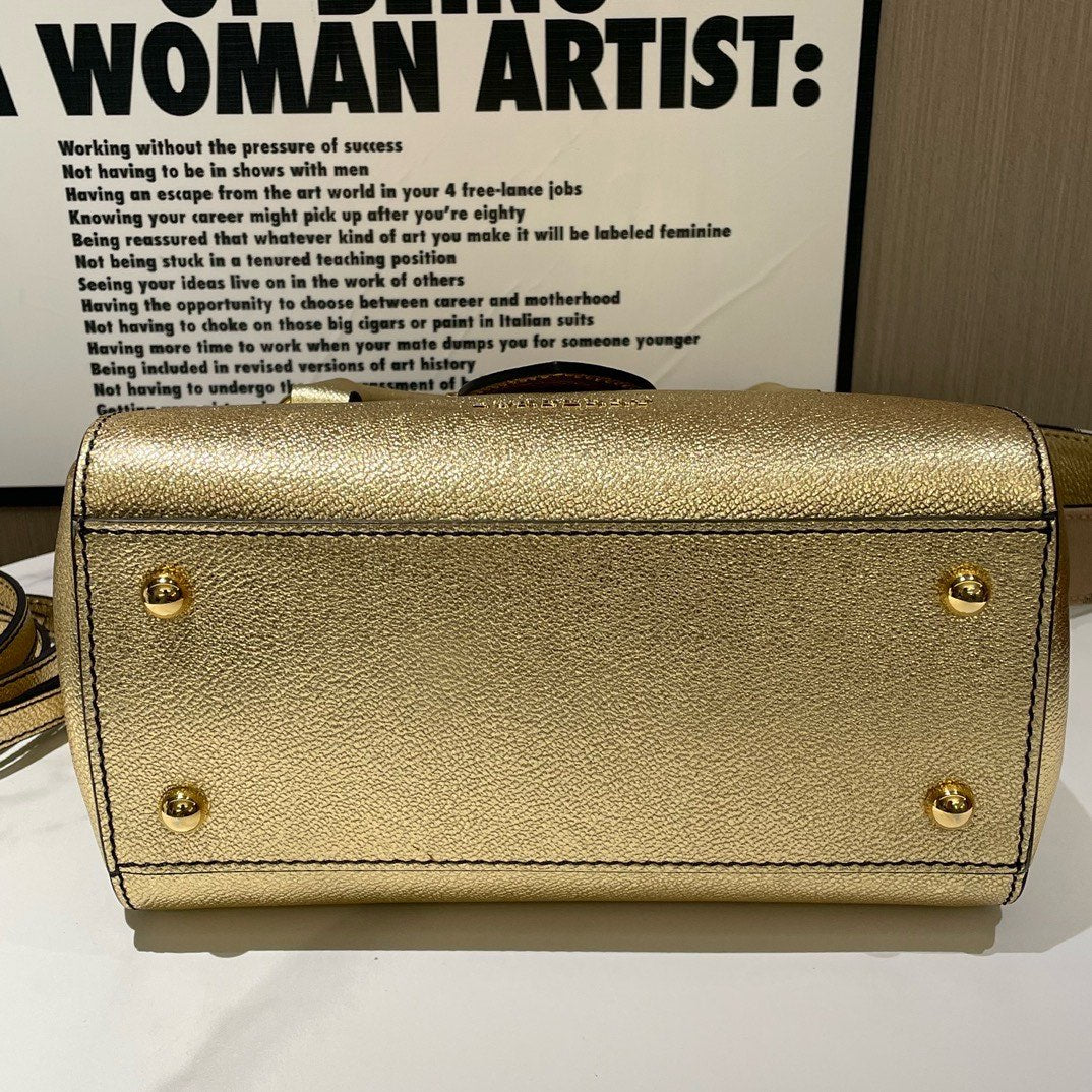 Burberry Gold Calfskin Crossbody Bag Medium