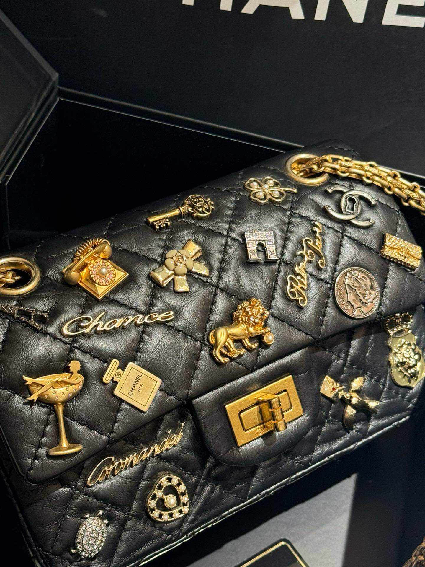 Chanel Lucky Charm . Mini Black Leather Shoulder Bag