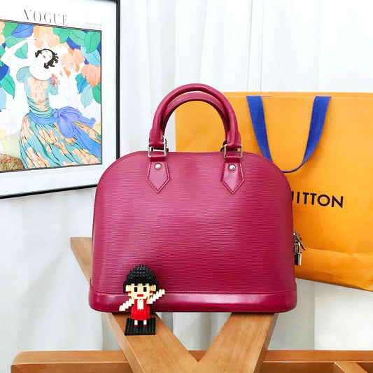 Louis Vuitton Epi Alma PM Raspberry Leather Handbag