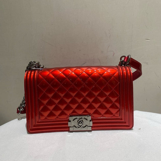 Chanel Leboy Red Patent Leather Medium Bag