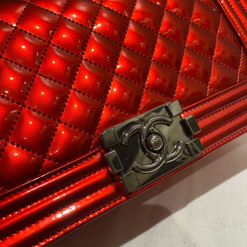 Chanel Leboy Red Patent Leather Medium Bag