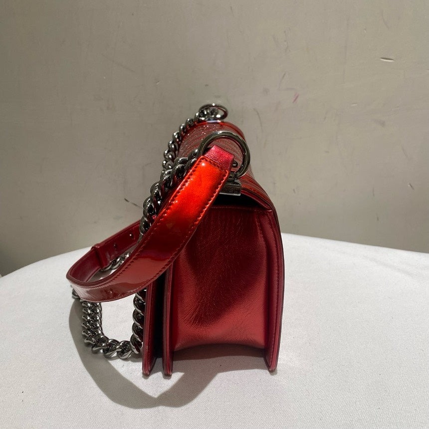 Chanel Leboy Red Patent Leather Medium Bag