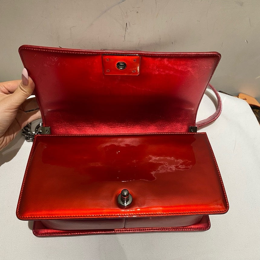 Chanel Leboy Red Patent Leather Medium Bag