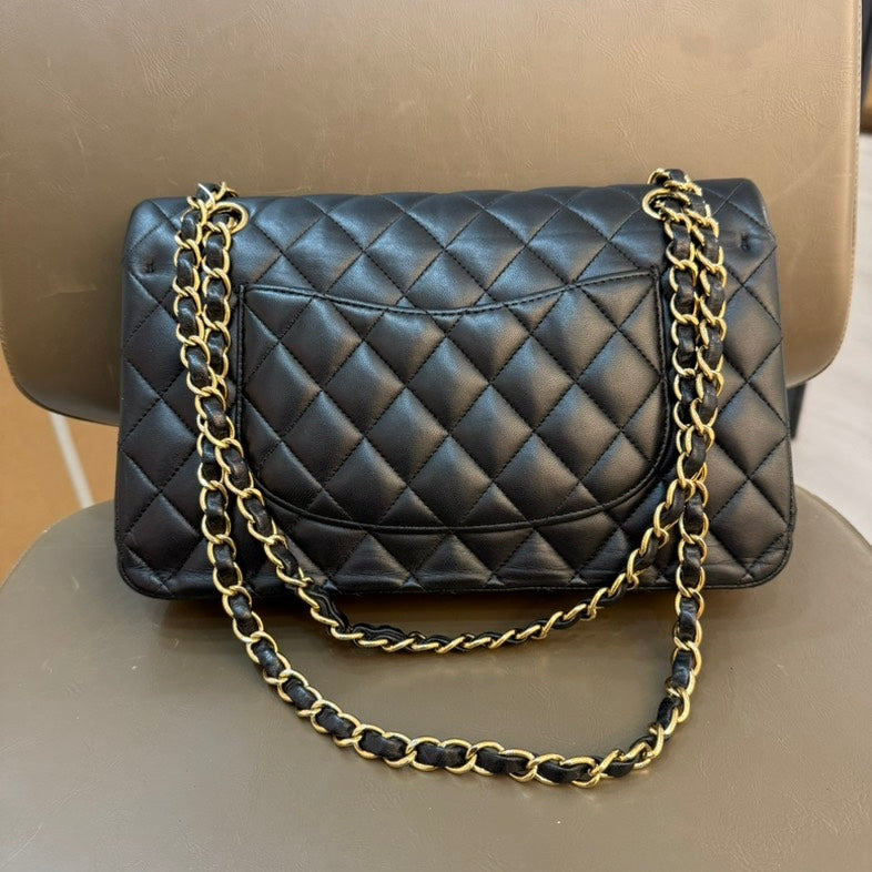 Chanel Medium Black Lambskin Quilted Flap Bag Gold Hardware