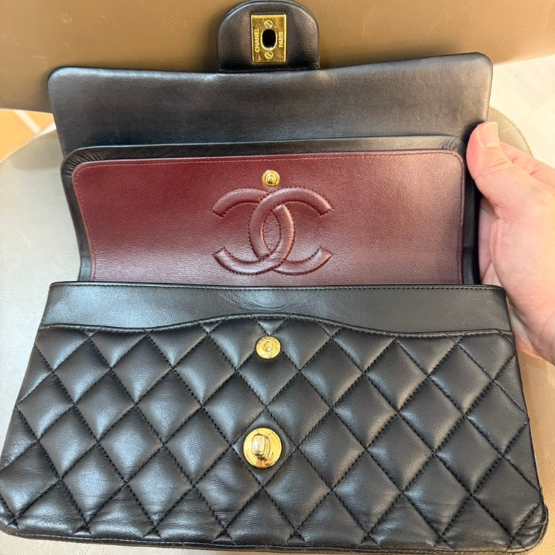 Chanel Medium Black Lambskin Quilted Flap Bag Gold Hardware