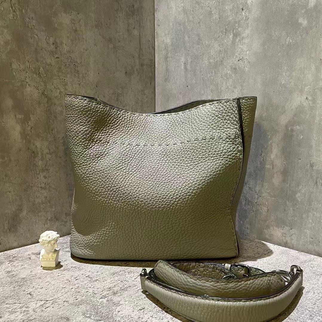 Fendi Olive Leather Tote Large