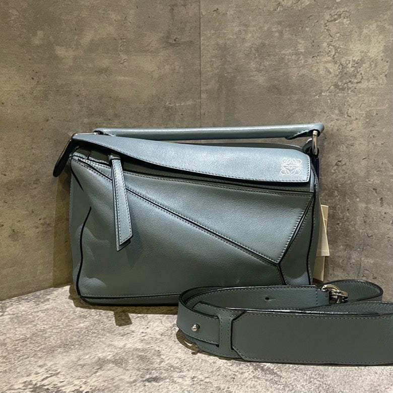 Loewe Puzzle Green Leather Shoulder Bag Medium