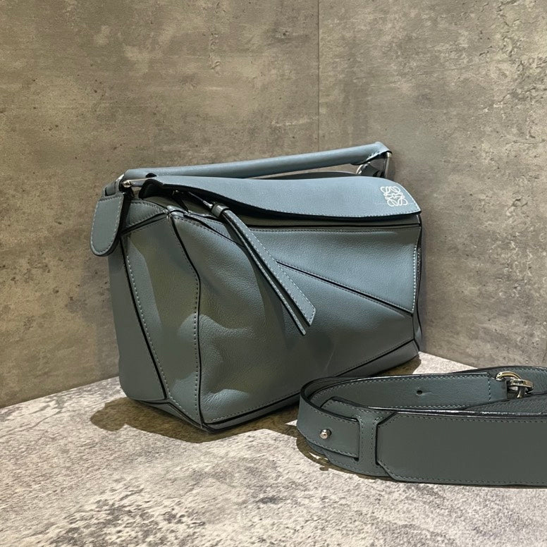 Loewe Puzzle Green Leather Shoulder Bag Medium