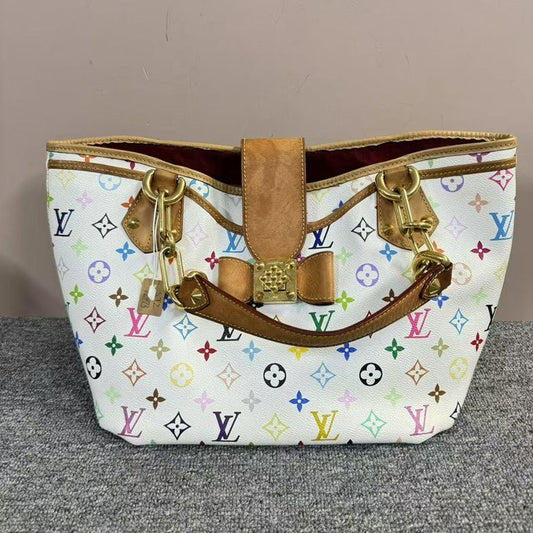Louis Vuitton Multicolor White Canvas Tote Bag Large