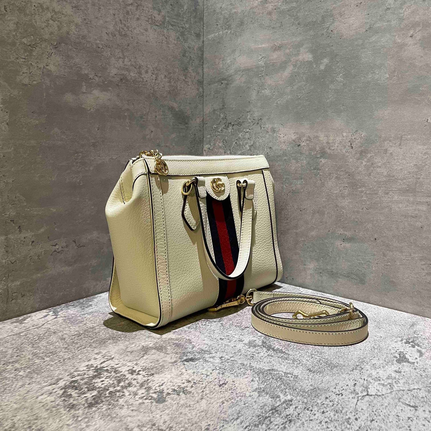Gucci Ophidia Beige Leather Tote Bag Medium
