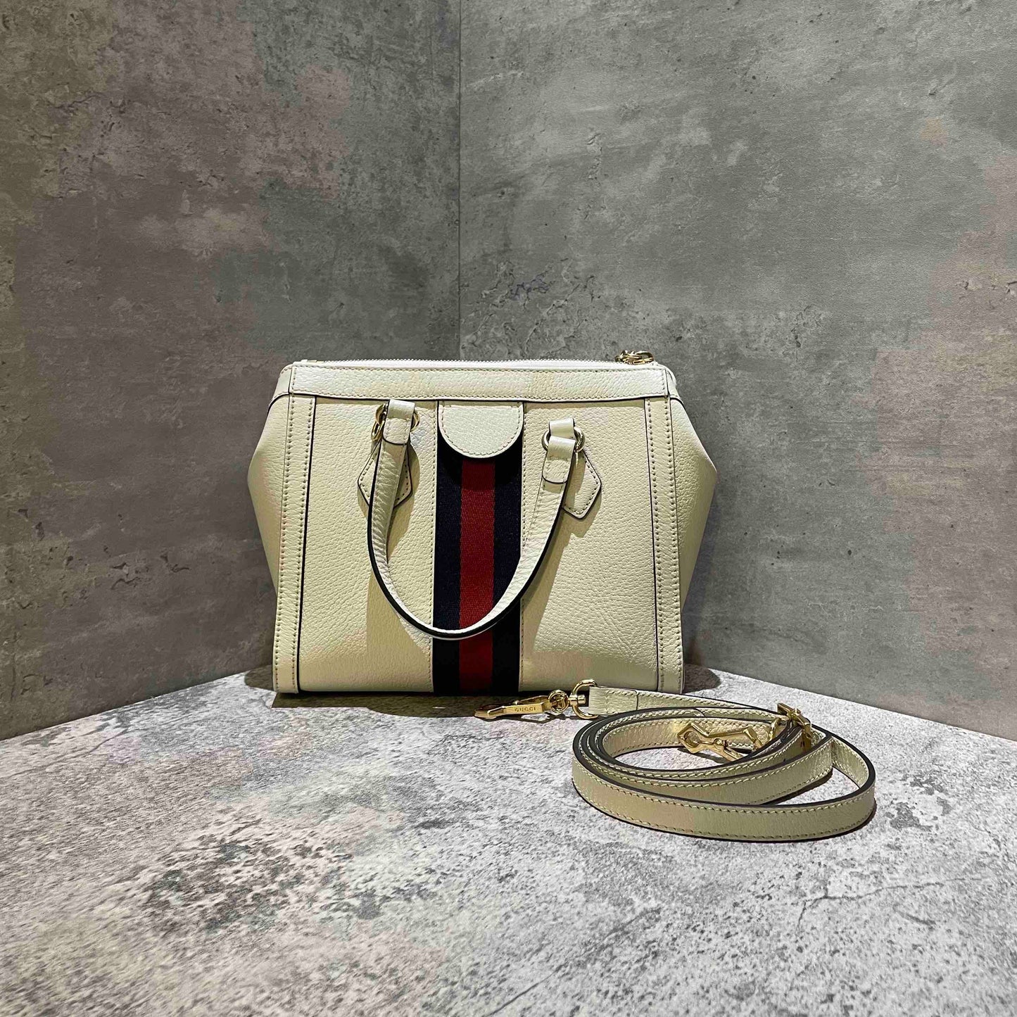 Gucci Ophidia Beige Leather Tote Bag Medium