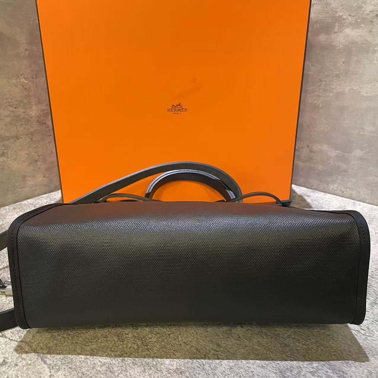 Hermes Herbag 31 Black Waterproof Canvas Handbag
