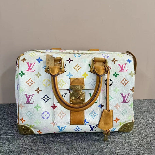 Louis Vuitton Multicolor White Speedy 30 Monogram Canvas Bag