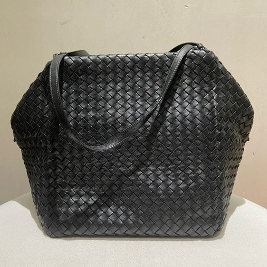 Bottega Veneta Black Large Leather Tote Long Handle Strap