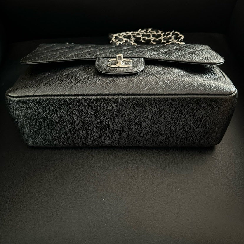 Chanel CF Jumbo Caviar Black Quilted Leather Shoulder Bag xxcm
