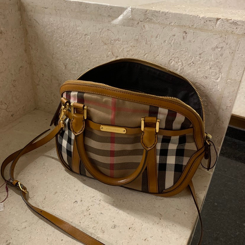 Burberry Orchard Crossbody Bag Check Beige
