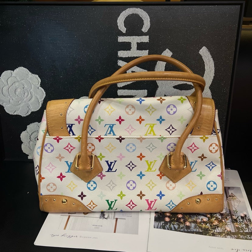 Louis Vuitton White Multicolor Monroe Handbag