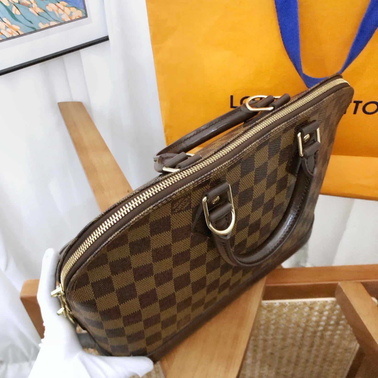 Louis Vuitton Alma Damier Ebene Tote Bag