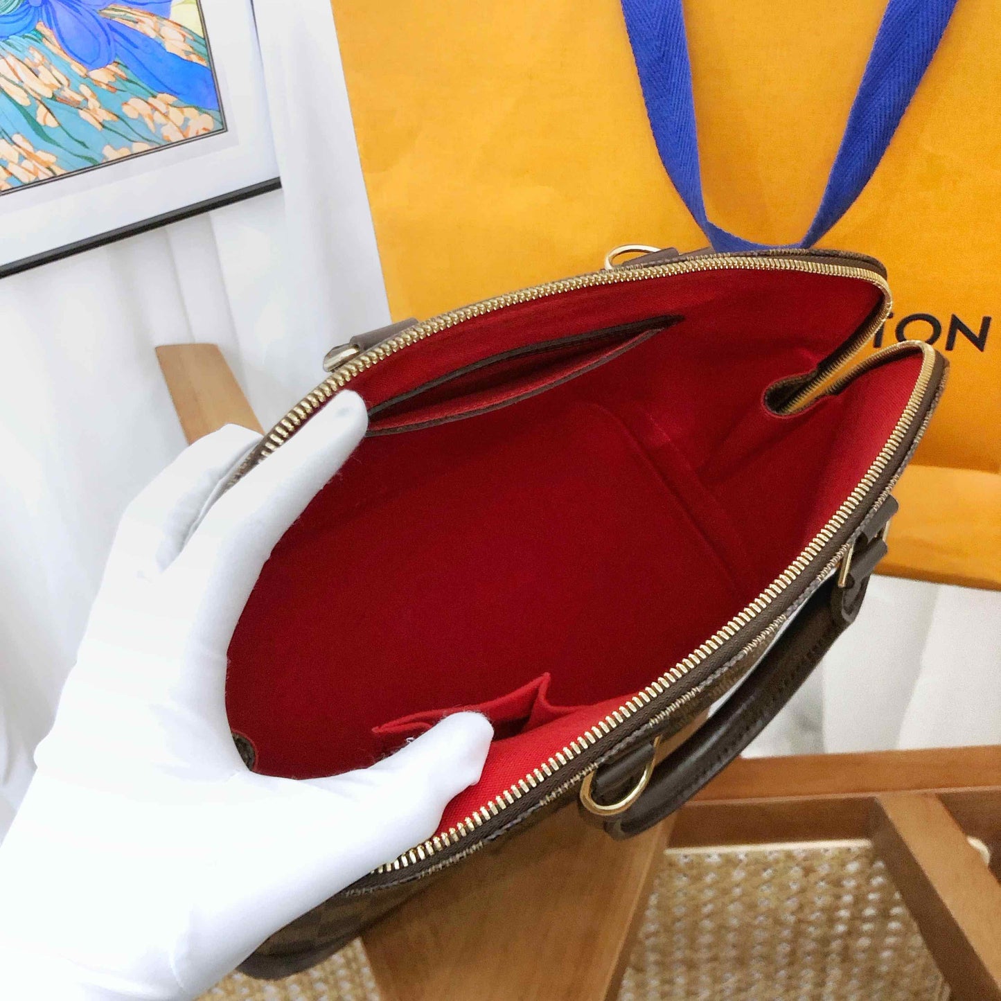 Louis Vuitton Alma Damier Ebene Tote Bag