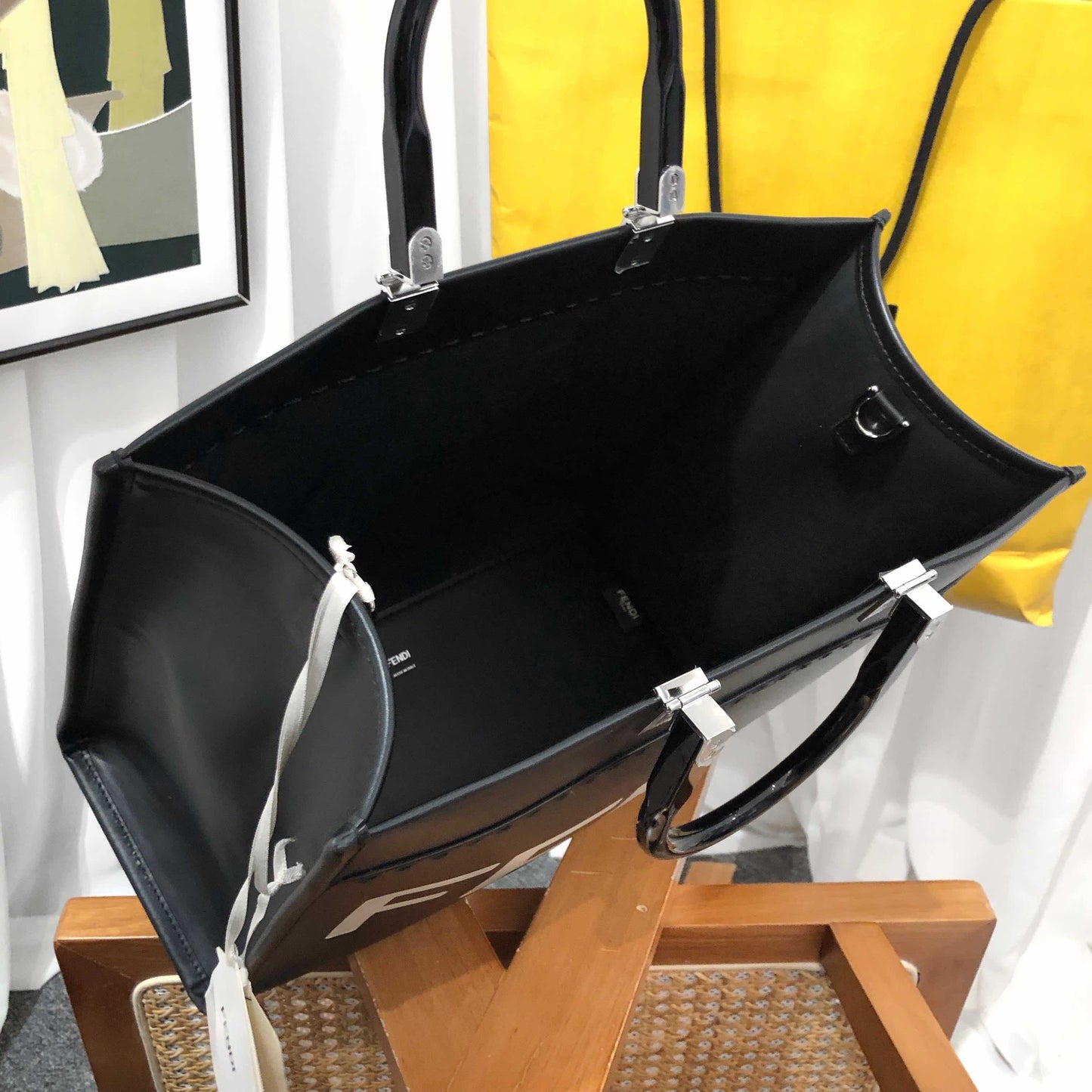 Fendi Sunshine Logo Tote Bag Medium Black