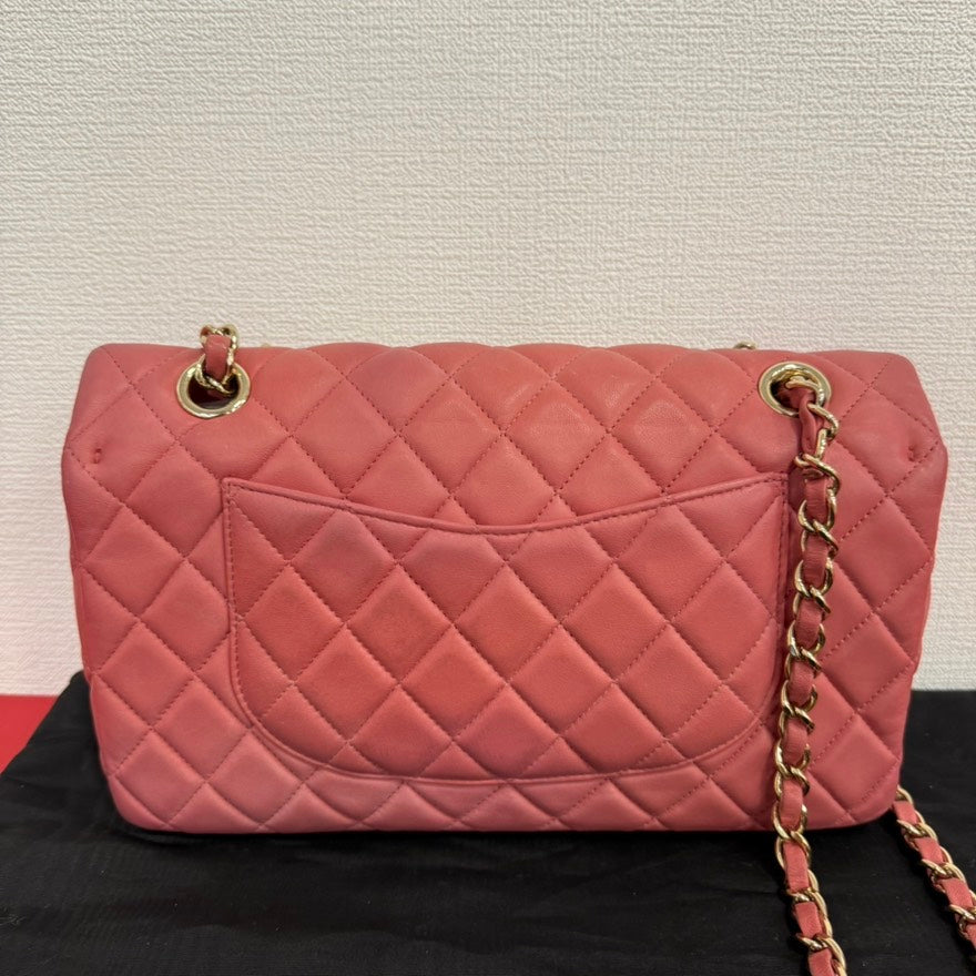 Chanel Lambskin Single Flap Bag Medium Pink Shoulder Bag with Charms Series  FM