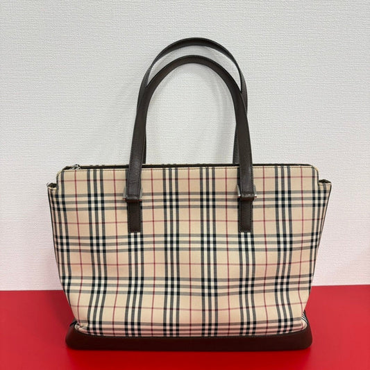 Burberry FM0025 Novacheck Canvas Leather Tote Bag Beige