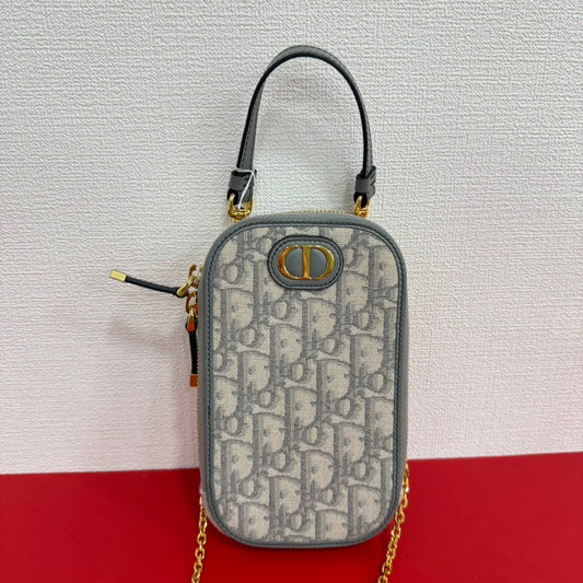 Preloved Dior Monogram 2way Phone Bag FM0487 in Gray Canvas Crossbody