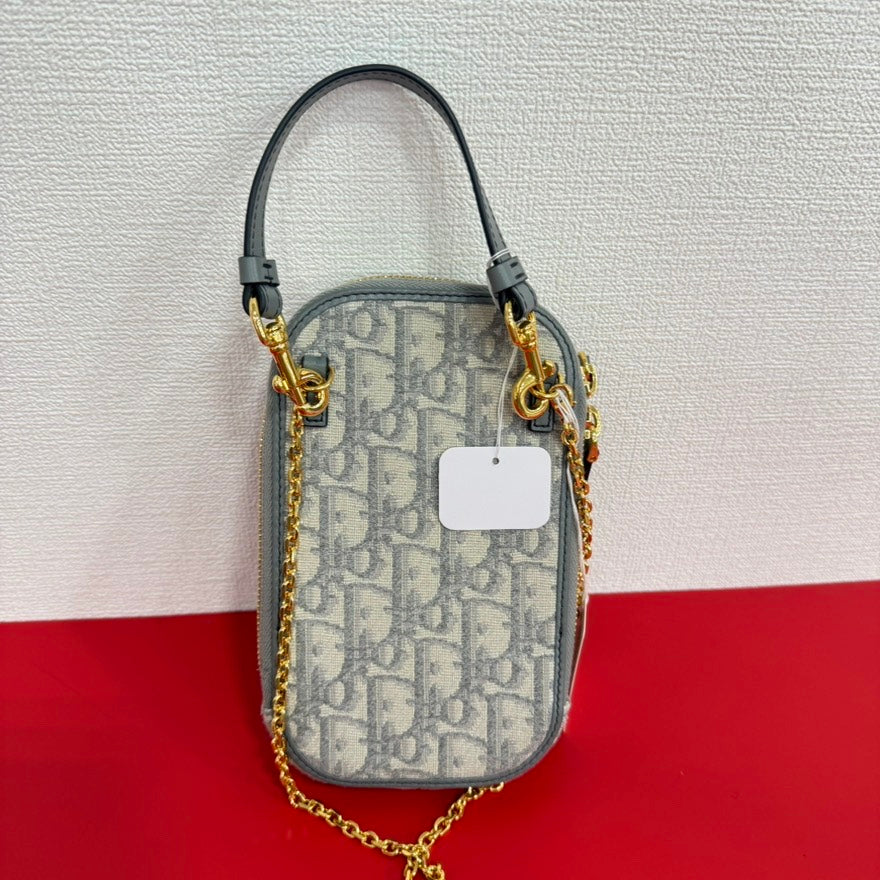 Preloved Dior Monogram 2way Phone Bag FM0487 in Gray Canvas Crossbody