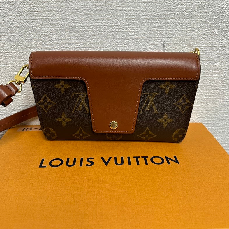 Louis Vuitton V7777 Monogram Chocolate Leather  Shoulder Bag