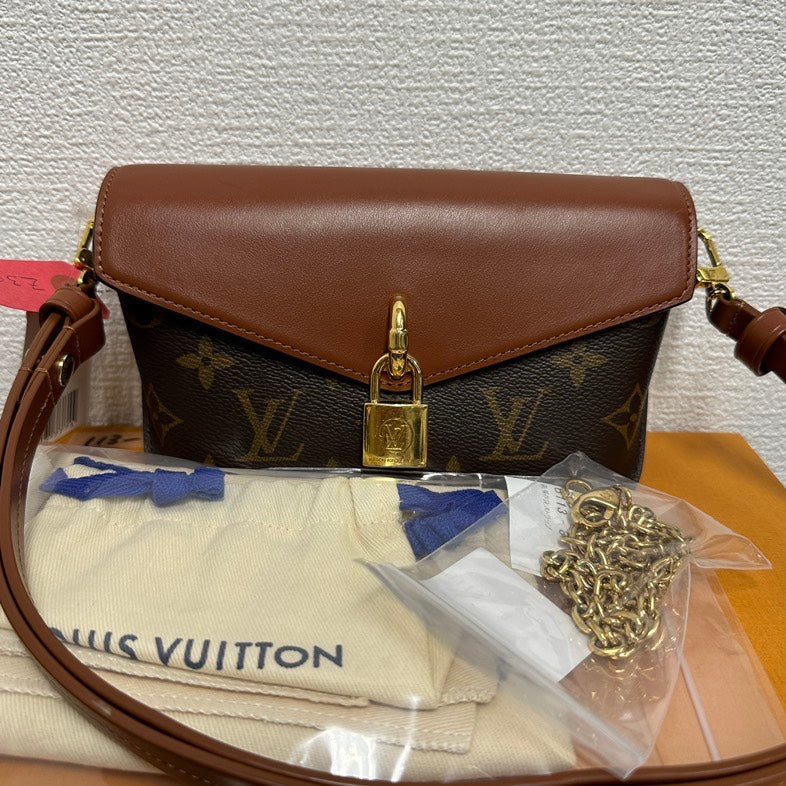 Louis Vuitton V7777 Monogram Chocolate Leather  Shoulder Bag