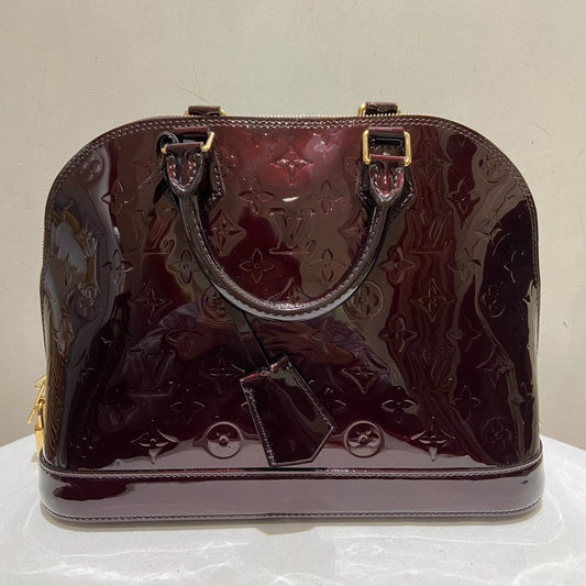 Louis Vuitton Patent Alma PM in Amarante - Preloved Top Handle Bag