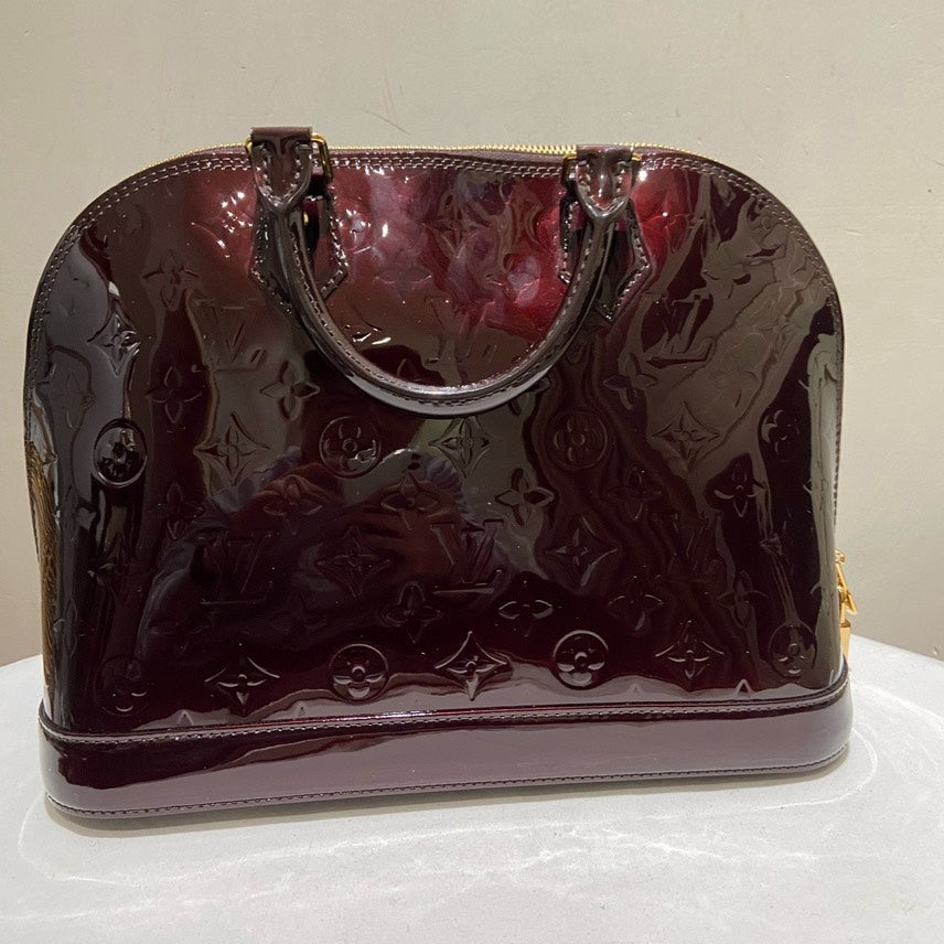 Louis Vuitton Patent Alma PM in Amarante - Preloved Top Handle Bag