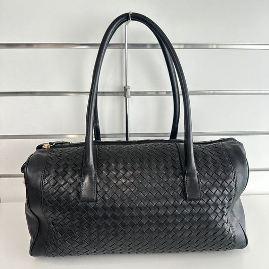 BOTTEGA VENETA Pre-loved BV Duffel Bag 0428 Black Leather