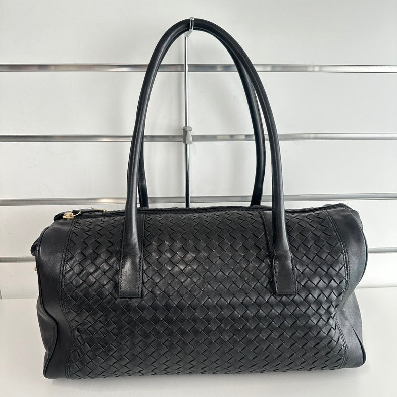 BOTTEGA VENETA Pre-loved BV Duffel Bag 0428 Black Leather