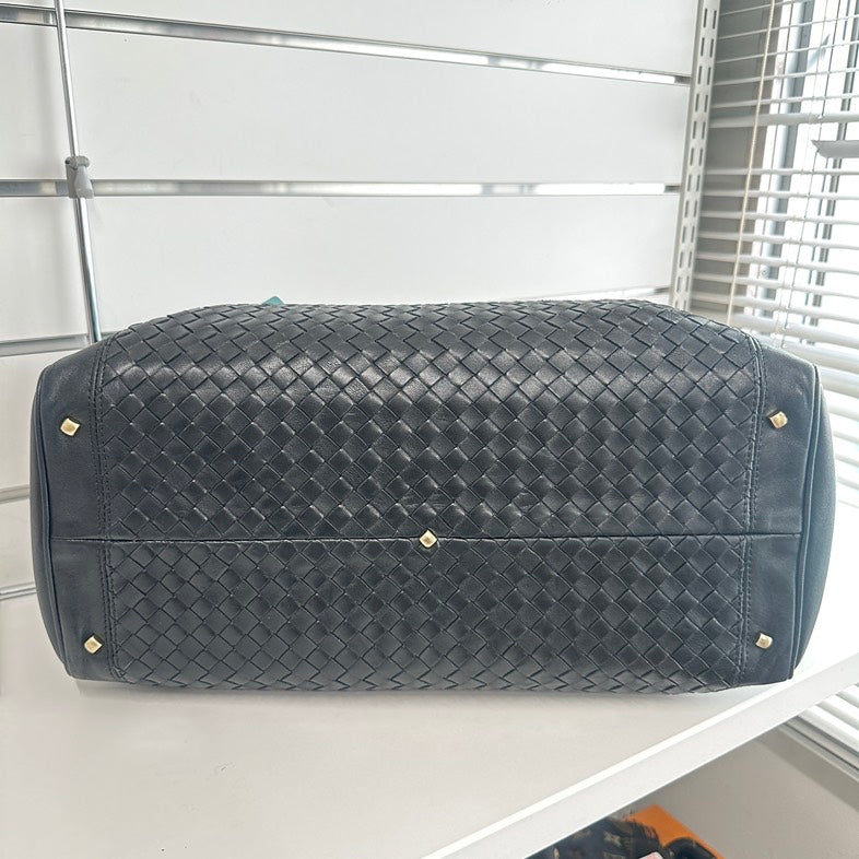 BOTTEGA VENETA Pre-loved BV Duffel Bag 0428 Black Leather
