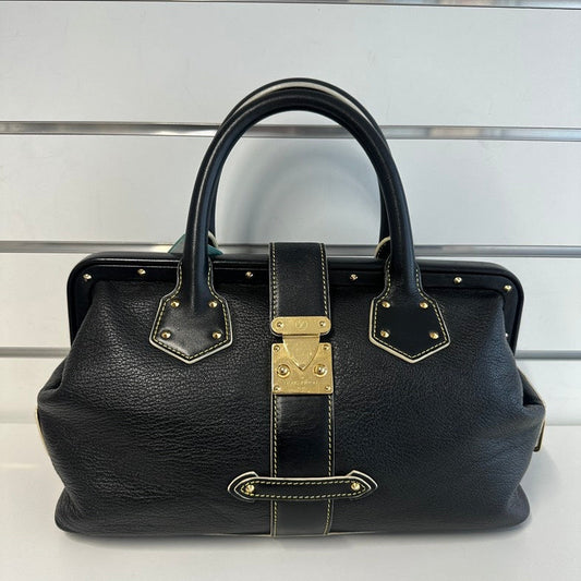 Pre-loved Louis Vuitton Suhali Lockit Black Leather Top Handle Bag