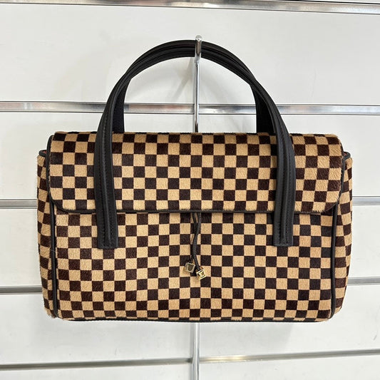 Louis Vuitton Damier Ebene Horse Fur Shoulder Bag, Brown Checkered